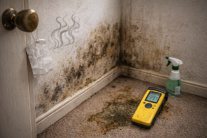 Musty odours or visible staining